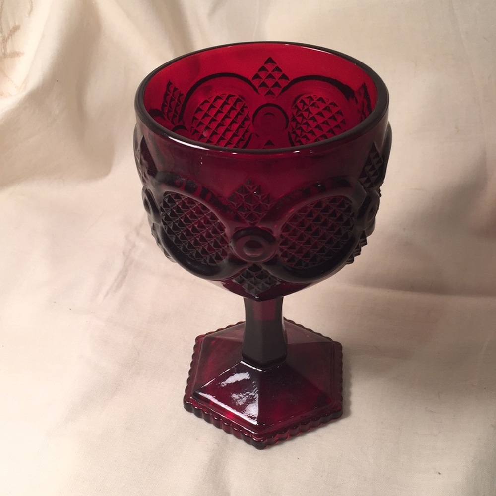 Avon 1876 Cape Cod red glassware - water goblet